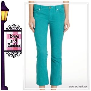 TORY BURCH Teal Cropped Jeans, Size 26